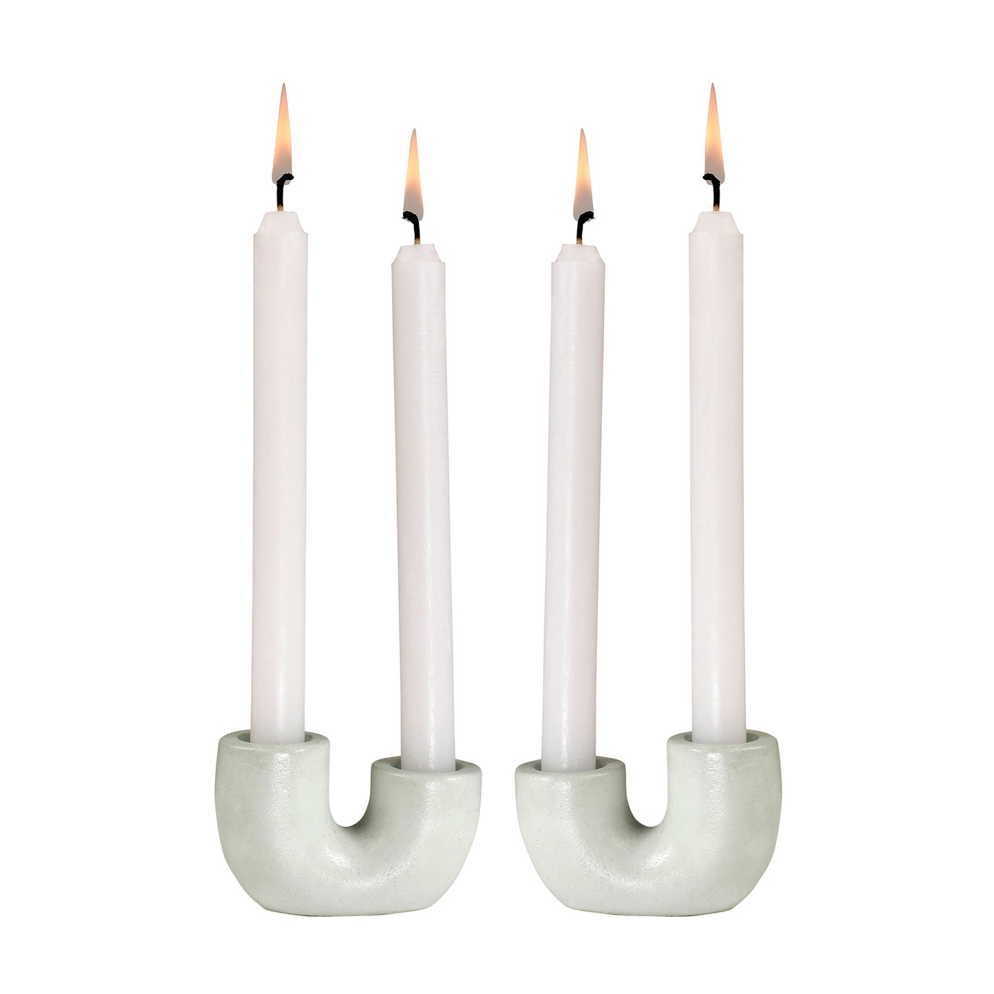 Nordic Style U-Shaped Concrete Candle Holder | Light Green