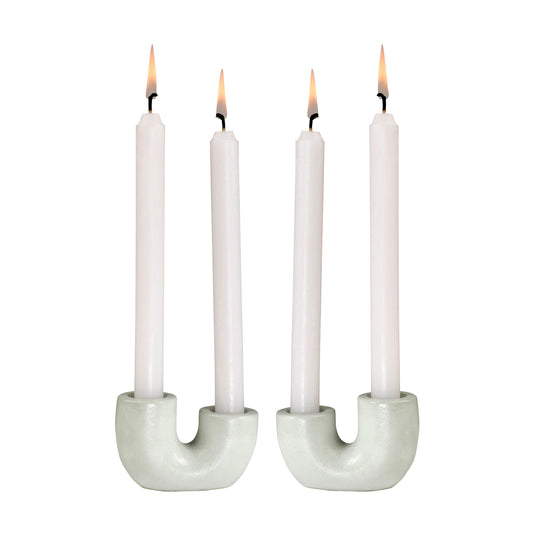 Nordic Style U-Shaped Concrete Candle Holder | Light Green