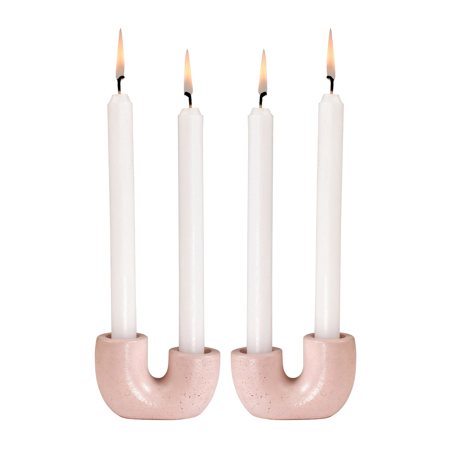 Nordic Style U-Shaped Concrete Candle Holder | Pink