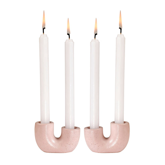 Nordic Style U-Shaped Concrete Candle Holder | Pink