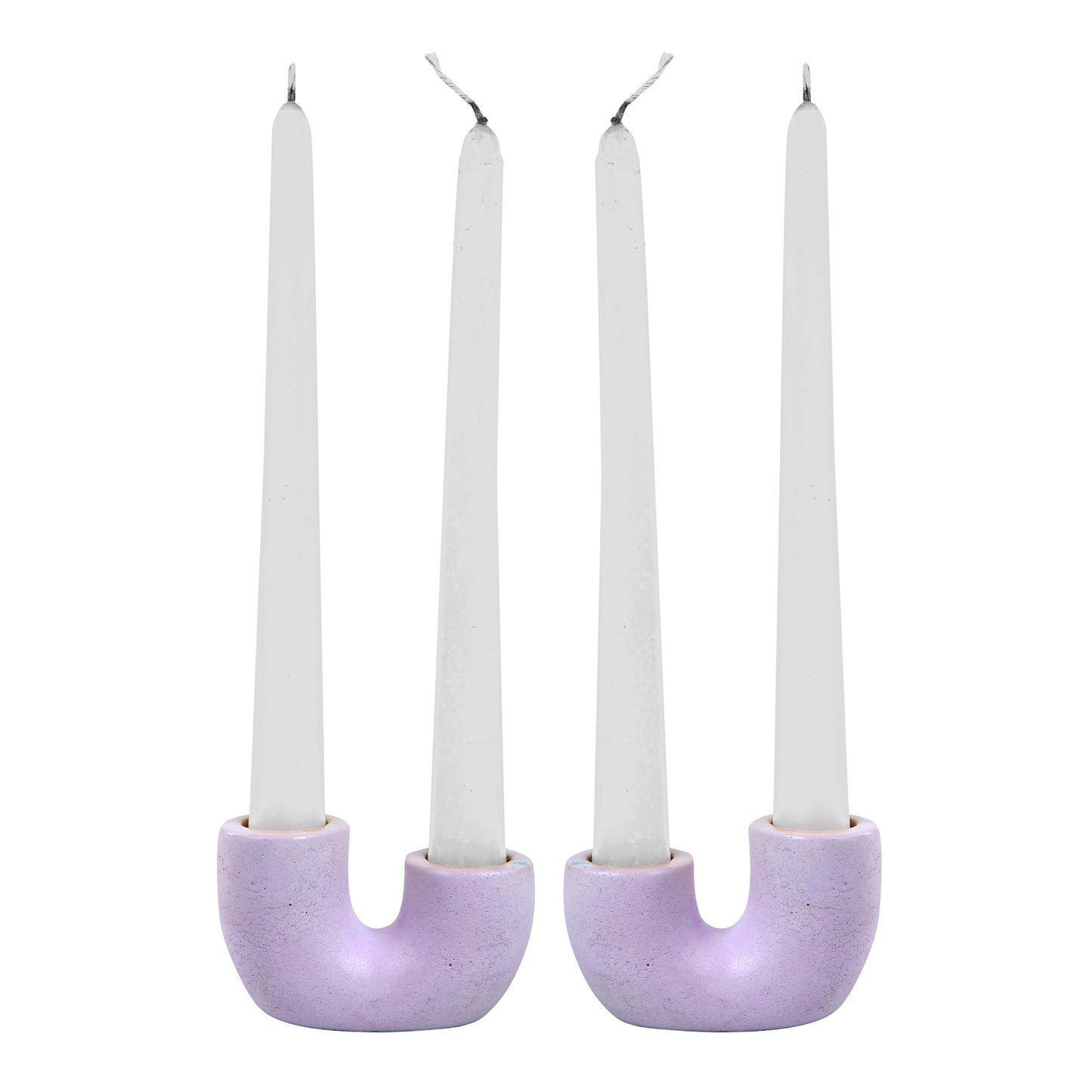 Nordic U-Shaped Concrete Candle Holder Set | Purple