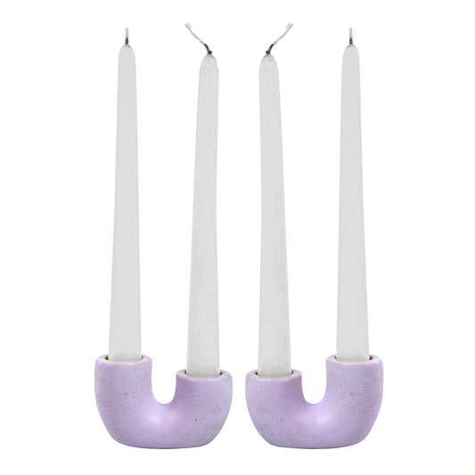 Nordic U-Shaped Concrete Candle Holder Set | Purple