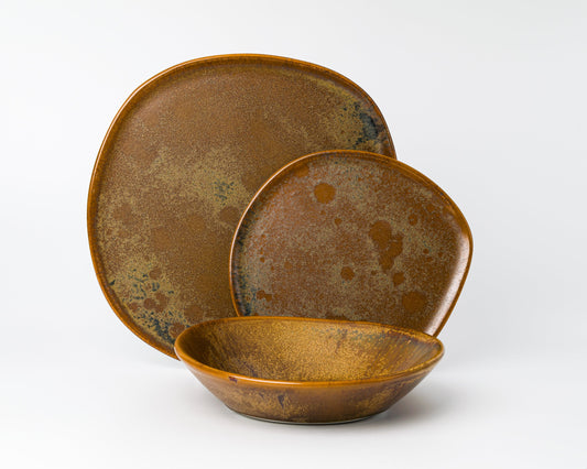 3 Piece Ripple Dinner Setting Set Haand Burl