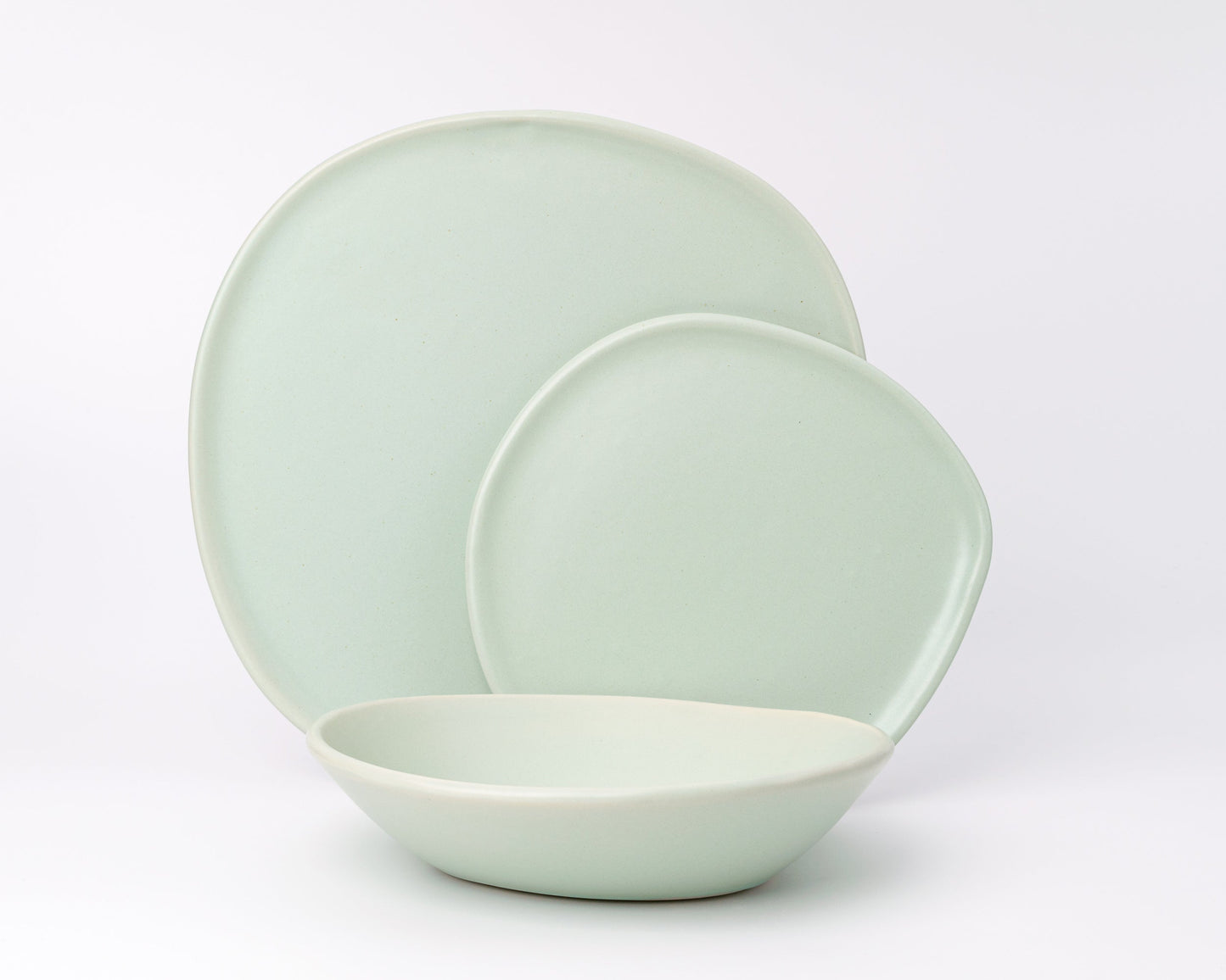 3 Piece Ripple Dinner Setting Set Haand Celadon