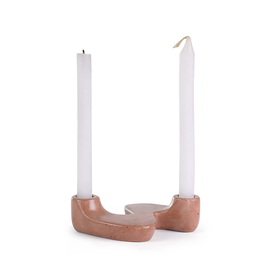"S" Style Nordic Concrete Candle Holder | Set of 2 | Brown