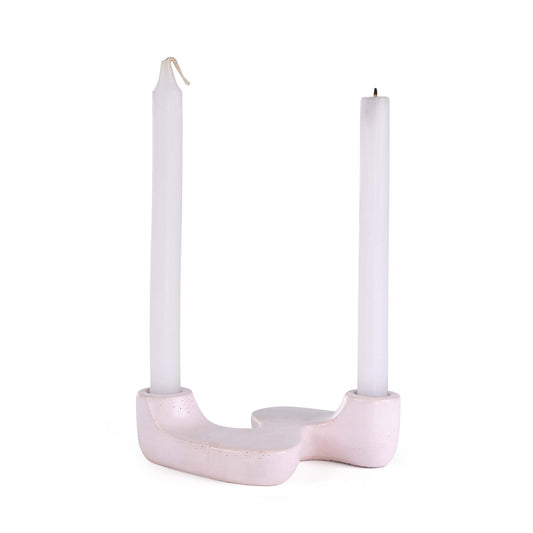 “S” Style Nordic Concrete Candle Holder | Set of 2 | Pink