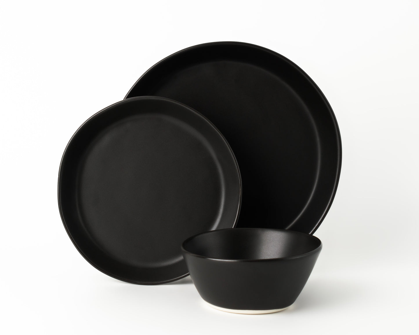 3 Piece Skali Coupe Dinner Setting Set Haand Matte Black