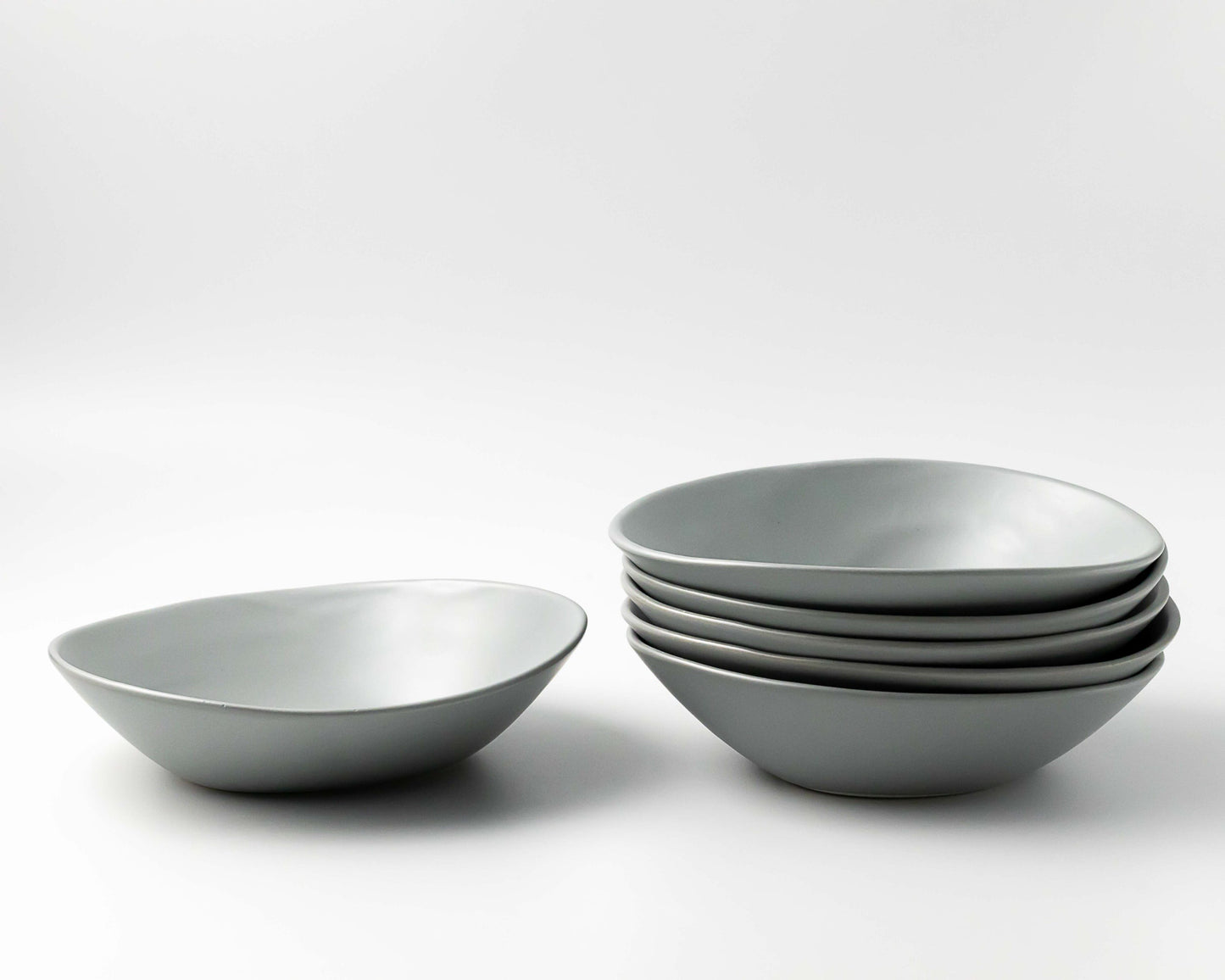 Ripple Pasta Bowl Bowls Haand Matte Grey Set of 4