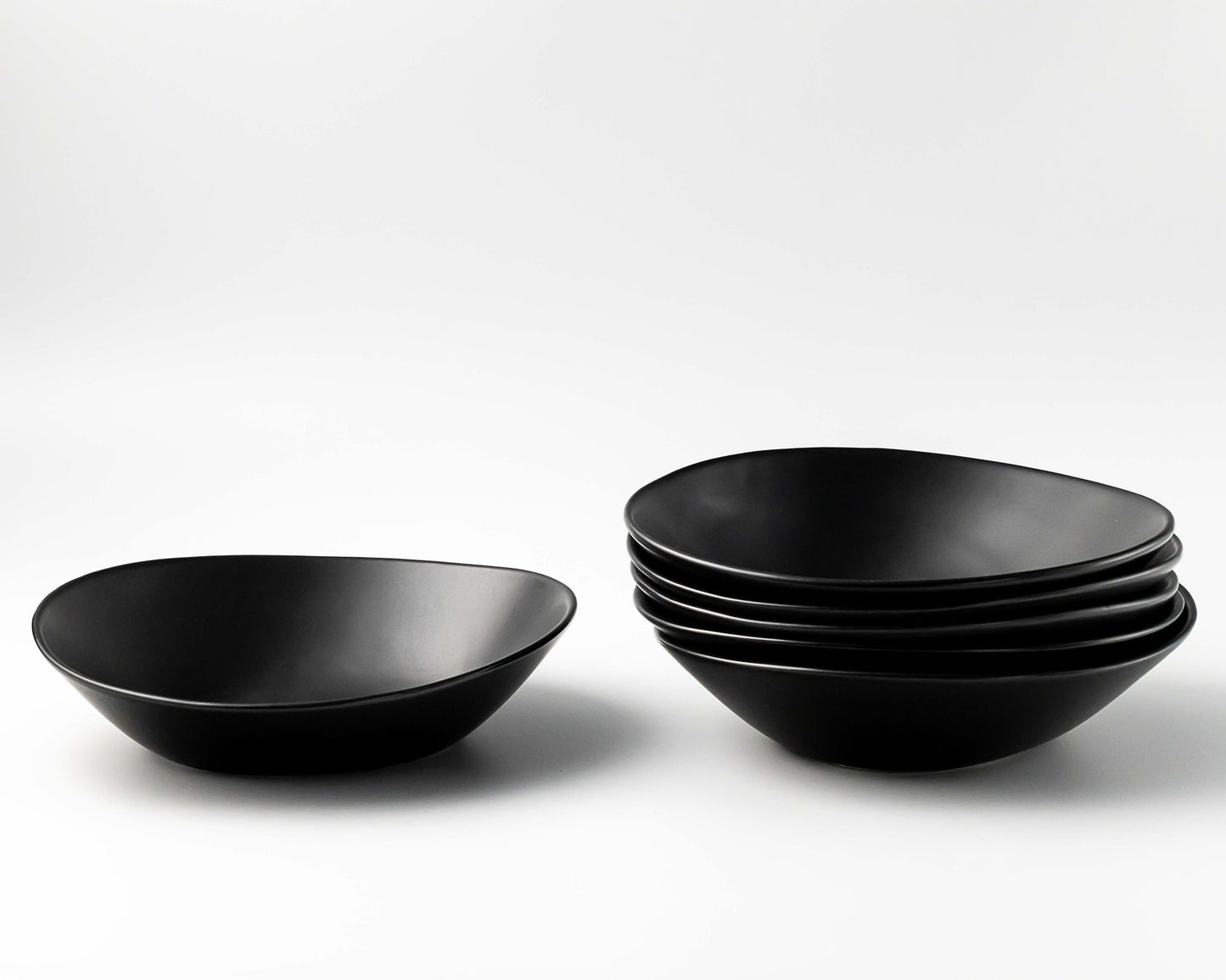 Ripple Pasta Bowl Bowls Haand Matte Black Set of 4