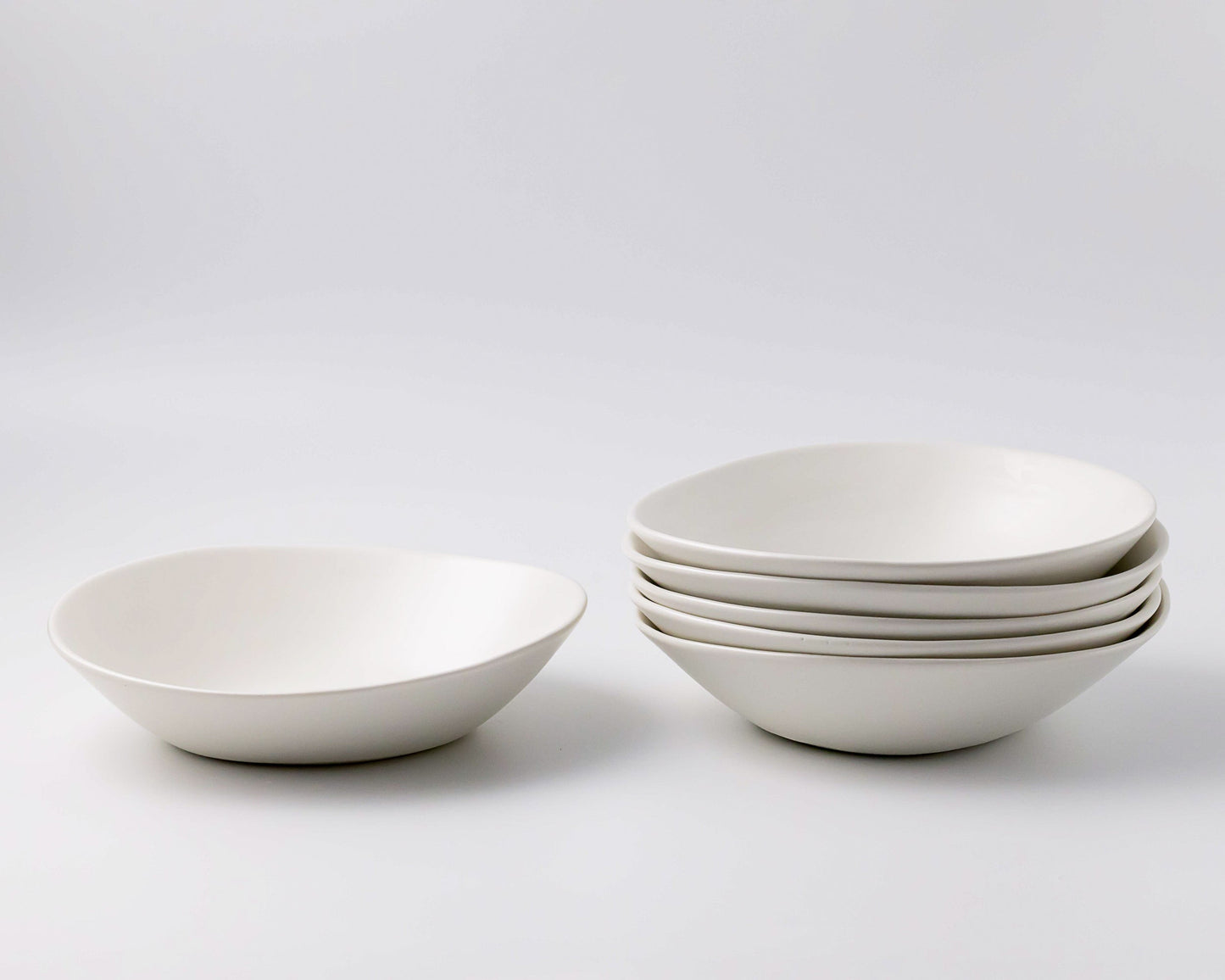 Ripple Pasta Bowl Bowls Haand Matte White Set of 4