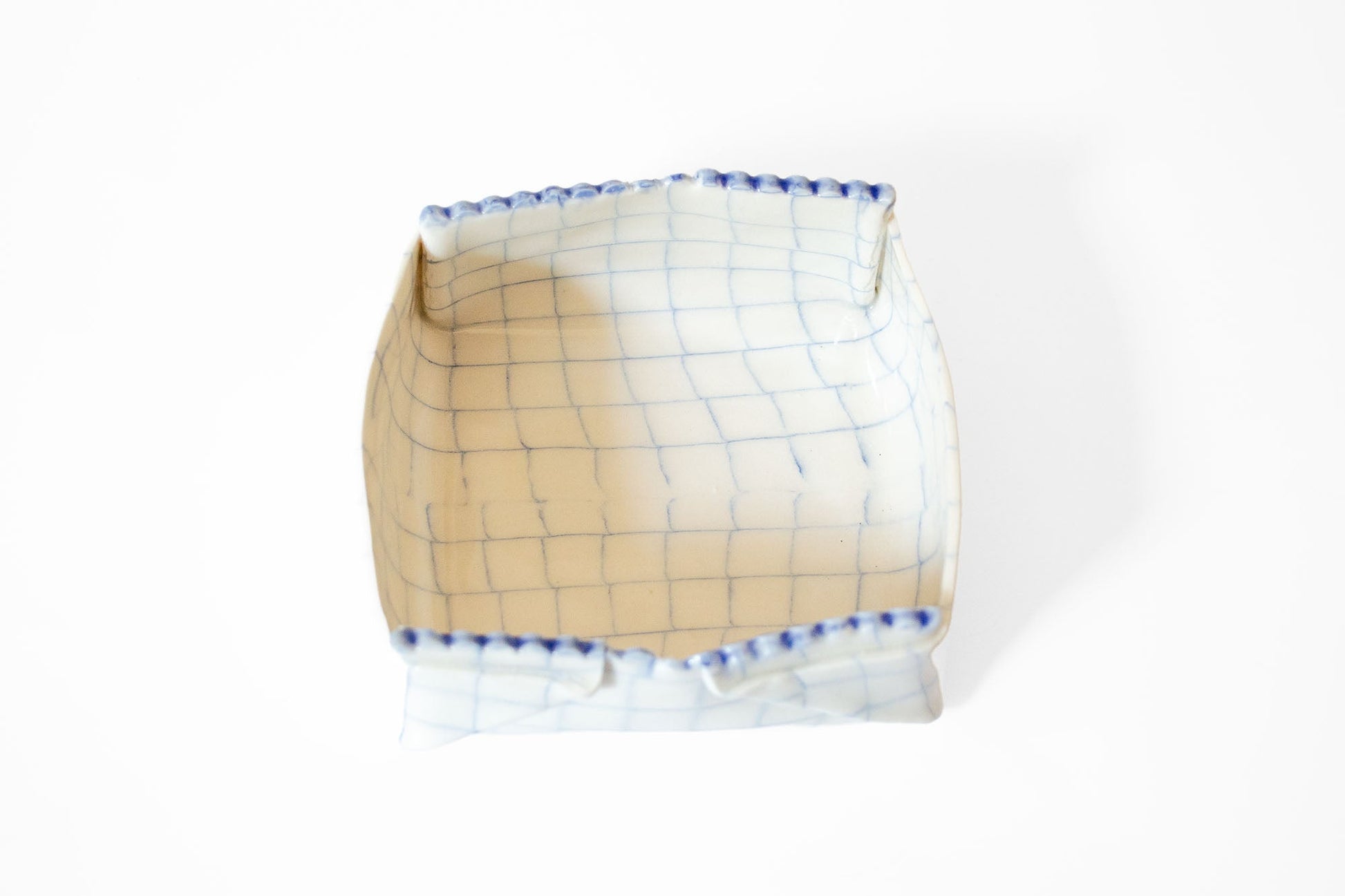 Nerikomi Check Pattern Origami Box Bowl Bowl Saori M Stoneware