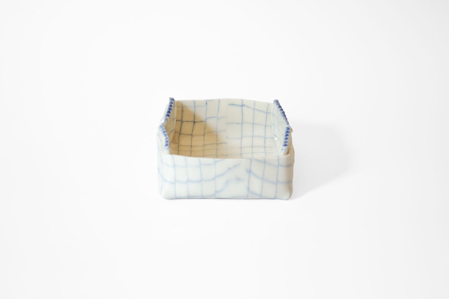 Nerikomi Check Pattern Origami Box Bowl Bowl Saori M Stoneware