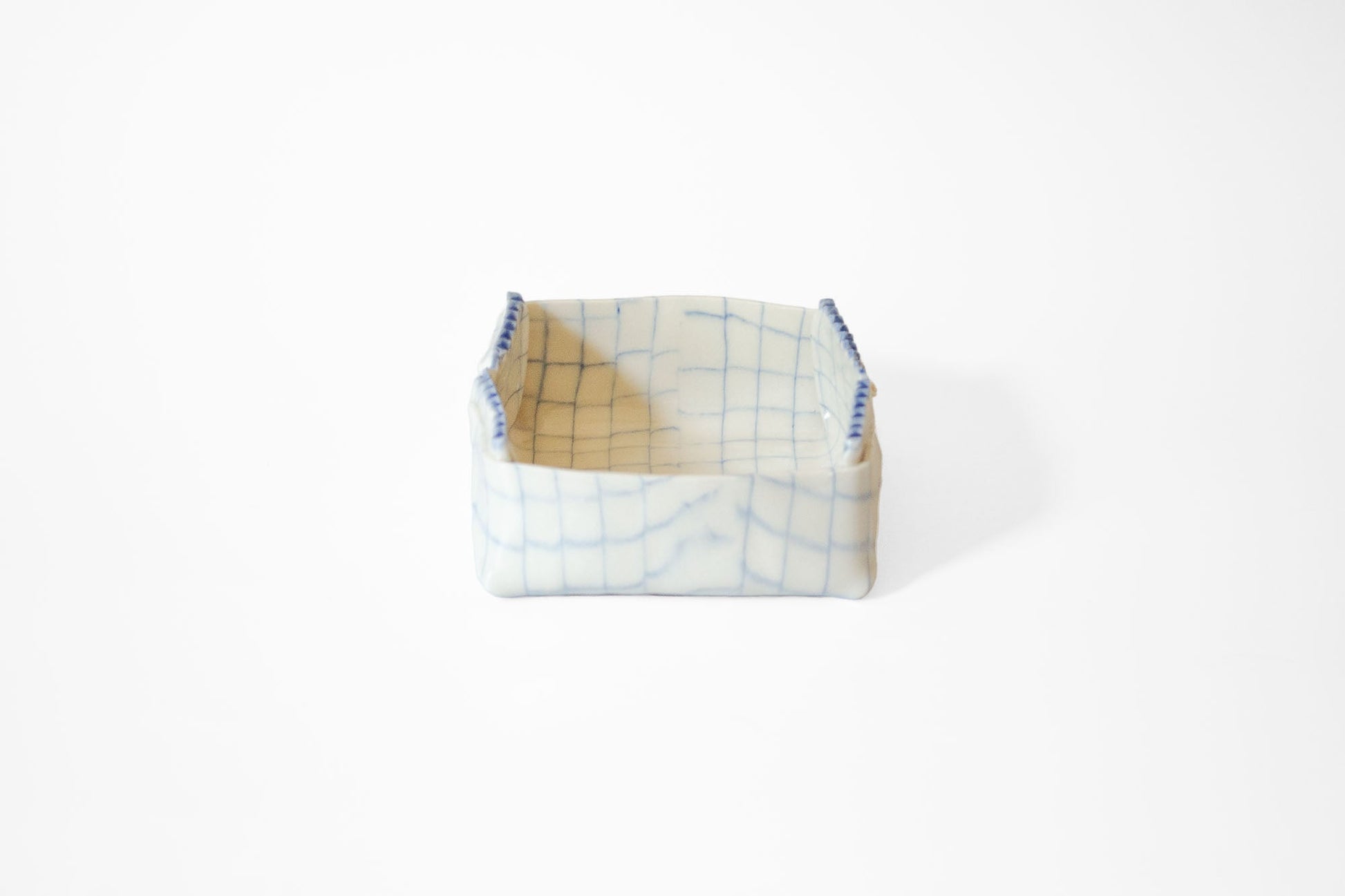 Nerikomi Check Pattern Origami Box Bowl Bowl Saori M Stoneware