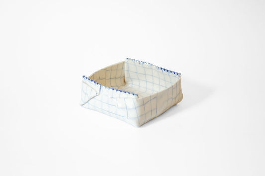 Nerikomi Check Pattern Origami Box Bowl Bowl Saori M Stoneware