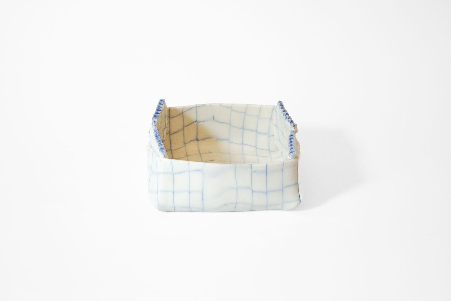 Nerikomi Check Pattern Origami Box Bowl Bowl Saori M Stoneware