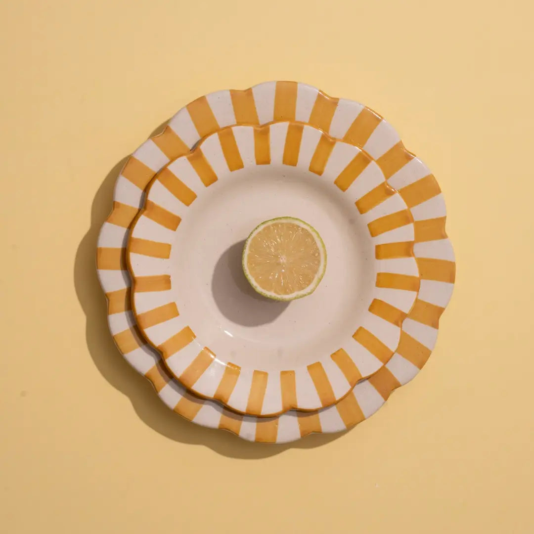 Ceramic stripe Salad Plate | Yellow Plate Casa Amarosa