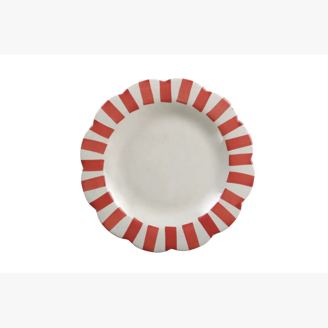 Ceramic Stripe Dinner Plate | Red Plate Casa Amarosa