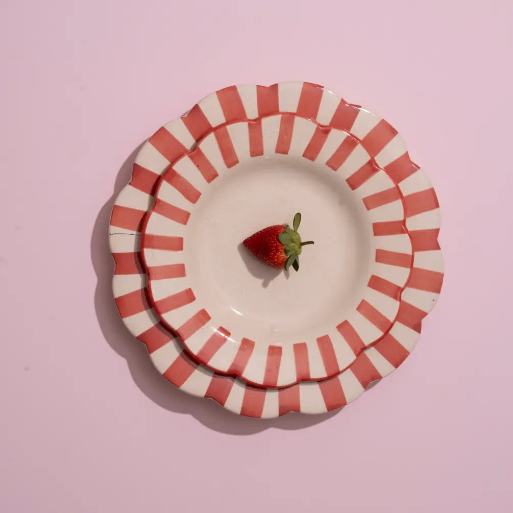 Ceramic stripe Salad Plate | Red Plate Casa Amarosa