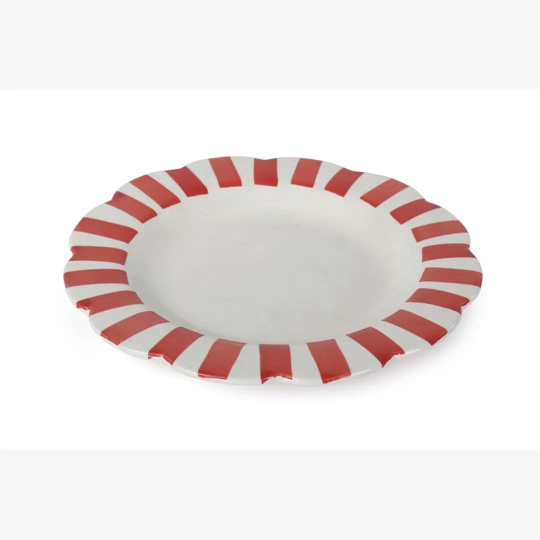 Ceramic Stripe Dinner Plate | Red Plate Casa Amarosa