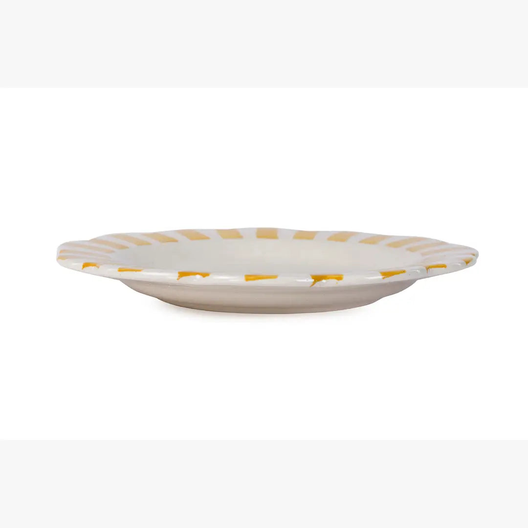 Ceramic Stripe Dinner Plate | Yellow Plate Casa Amarosa