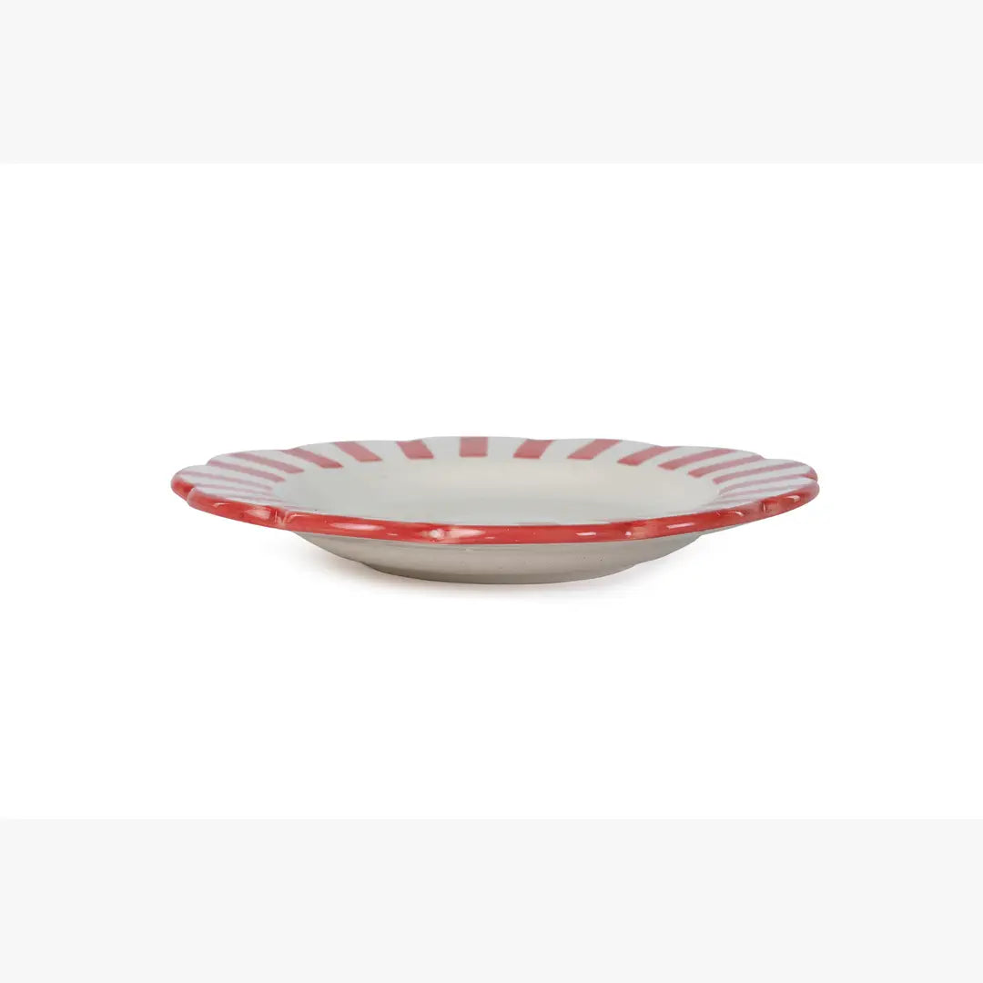 Ceramic stripe Salad Plate | Red Plate Casa Amarosa