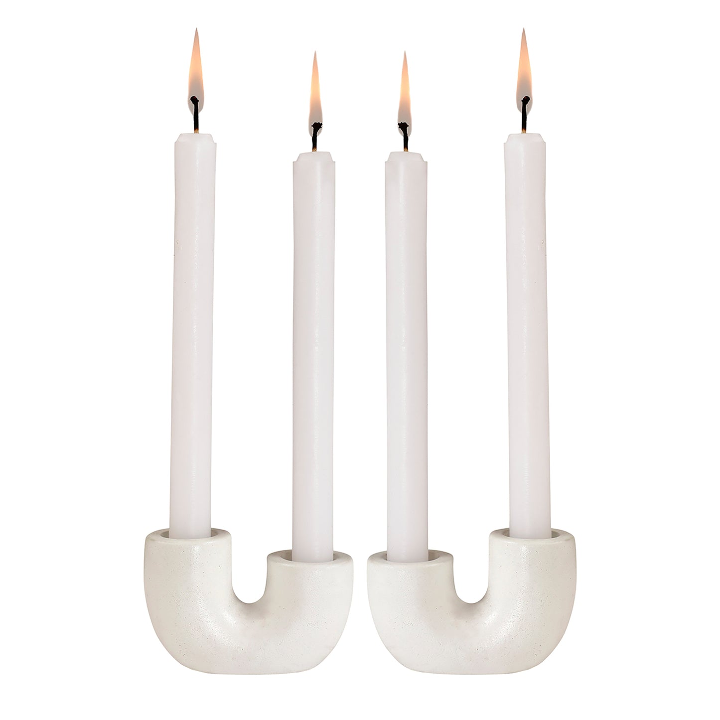Nordic U-Shaped Concrete Candle Holder | Set of 2 | Ivory
