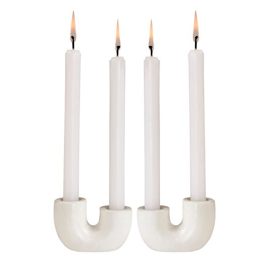 Nordic U-Shaped Concrete Candle Holder | Set of 2 | Ivory