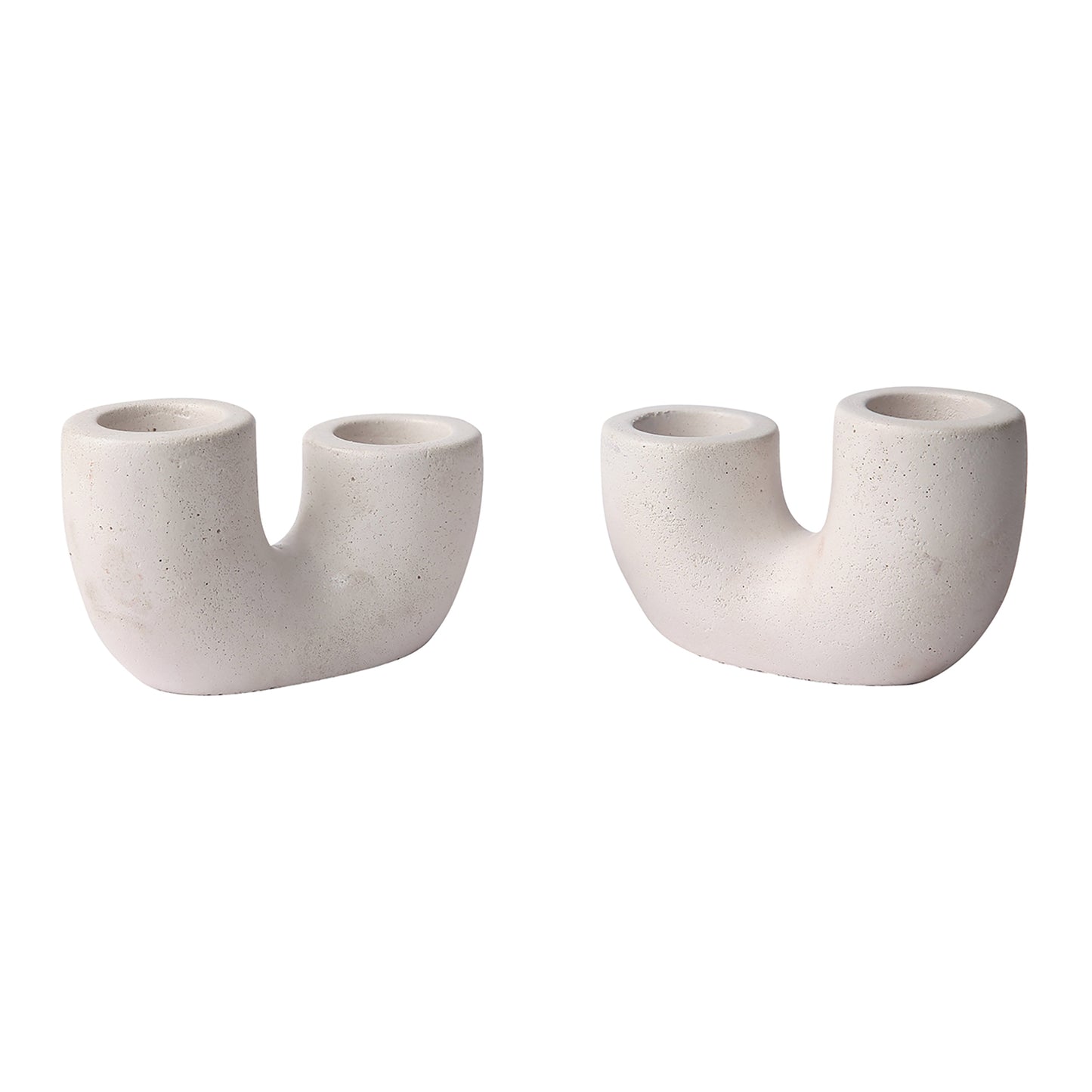 Nordic U-Shaped Concrete Candle Holder | Set of 2 | Ivory