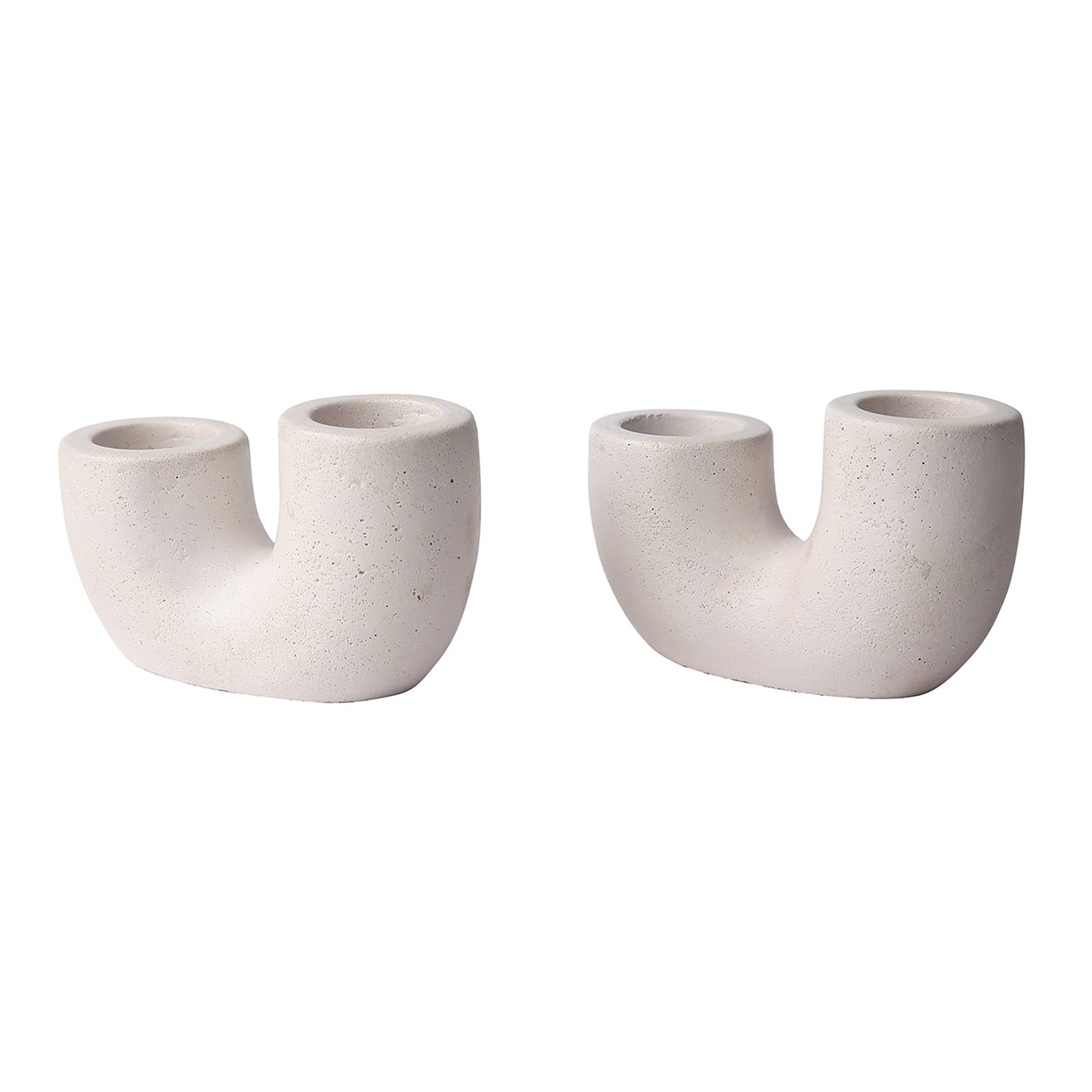 Nordic U-Shaped Concrete Candle Holder | Set of 2 | Ivory