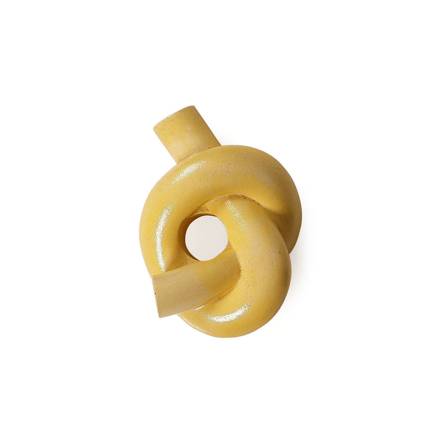 Nordic Knot Concrete Candle Holder | Set of 2 | Mustard Yellow