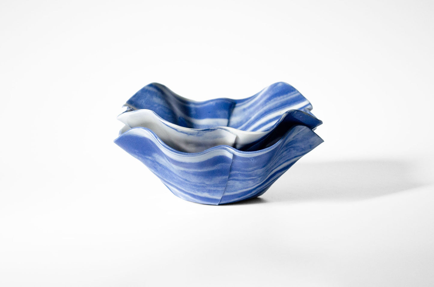 Origami Pottery Neriage Ruffle Bowl | Handcrafted Porcelain Bowl Saori M Stoneware