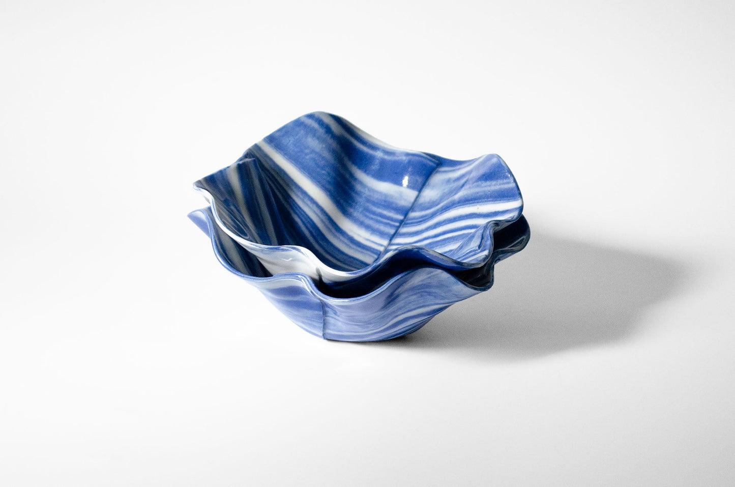 Origami Pottery Neriage Ruffle Bowl | Handcrafted Porcelain Bowl Saori M Stoneware
