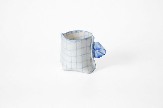 Nerikomi Check Origami Teacup | Handmade Porcelain Espresso & Tea Cup Espresso Cup Saori M Stoneware