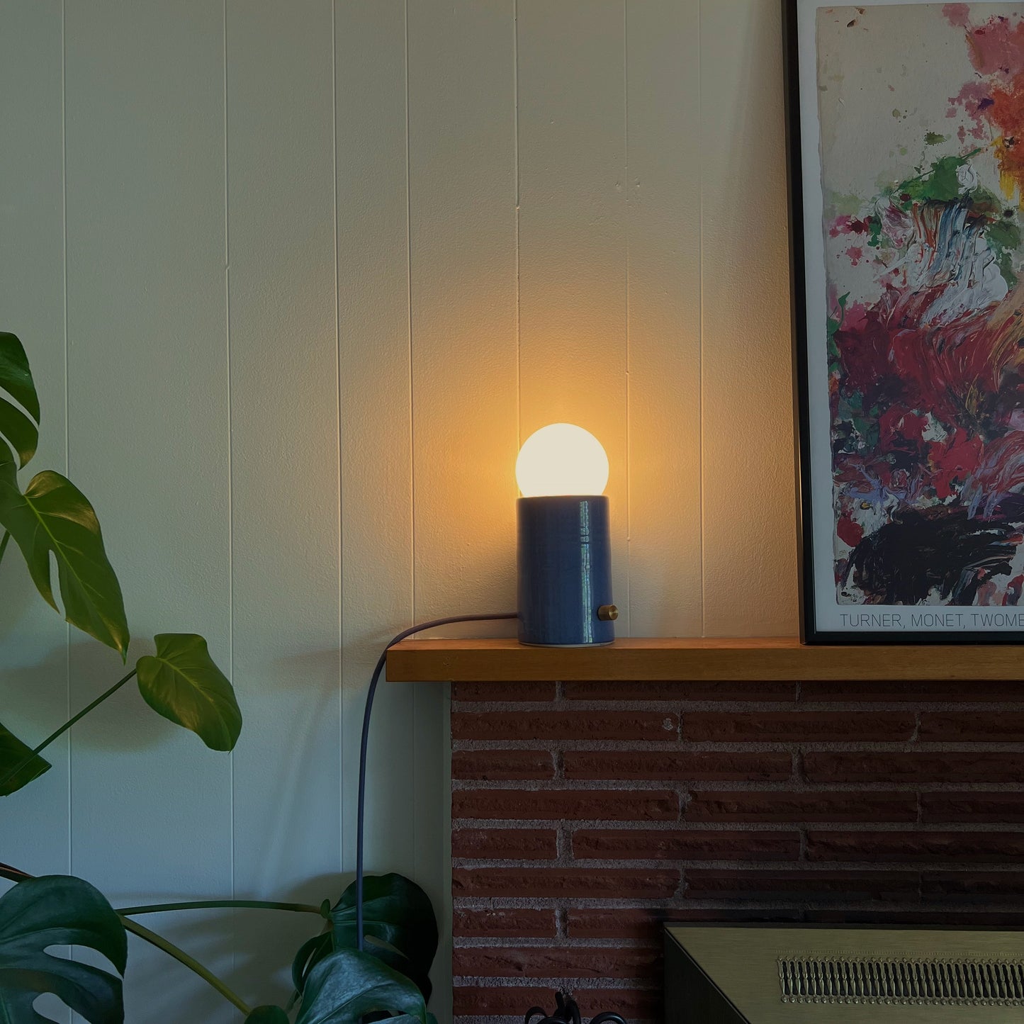 Pillar Lamp in Cornflower | Handcrafted Ceramic Lamp