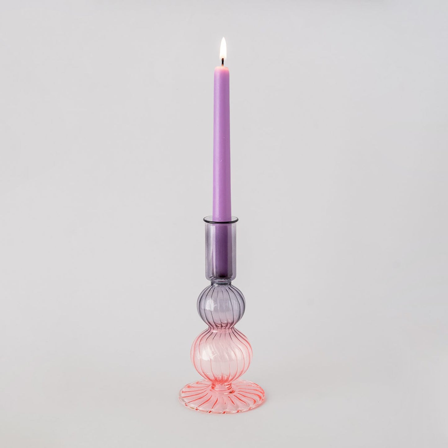 Retro wavy Candle Holders Set of 2 | Pink