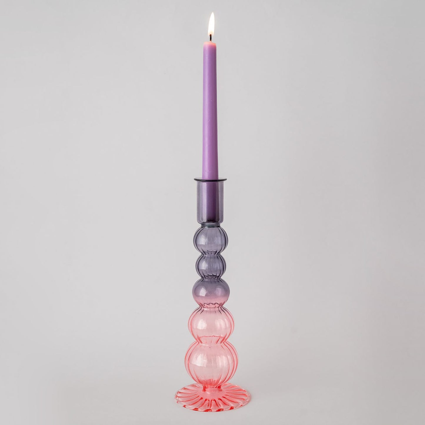 Retro wavy Candle Holders Set of 2 | Pink