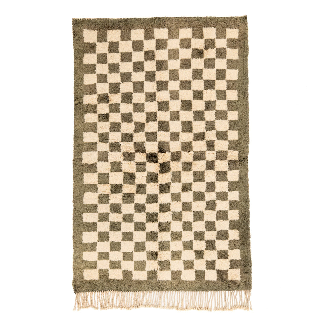 Checkered Garden handwoven Beni Mrirt rug styled as a graphic foundation for a modern room