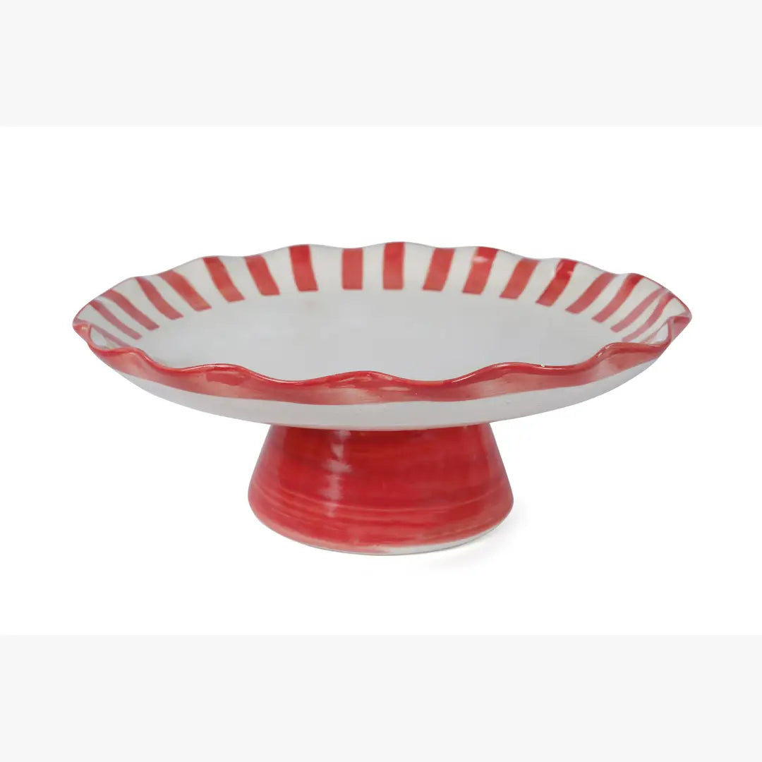 Ceramic Stripe Cake Stand | Red Cake stand Casa Amarosa