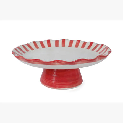 Ceramic Stripe Cake Stand | Red Cake stand Casa Amarosa