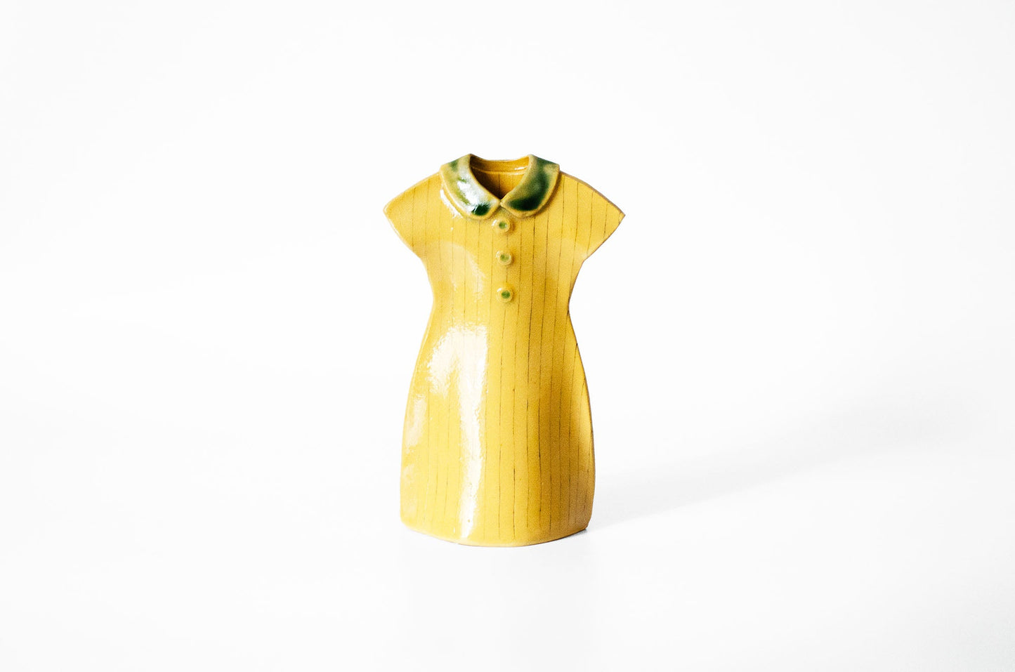 Nerikomi Porcelain Dress Shape Bud Vase Ceramic Vase Saori M Stoneware Yellow x Green