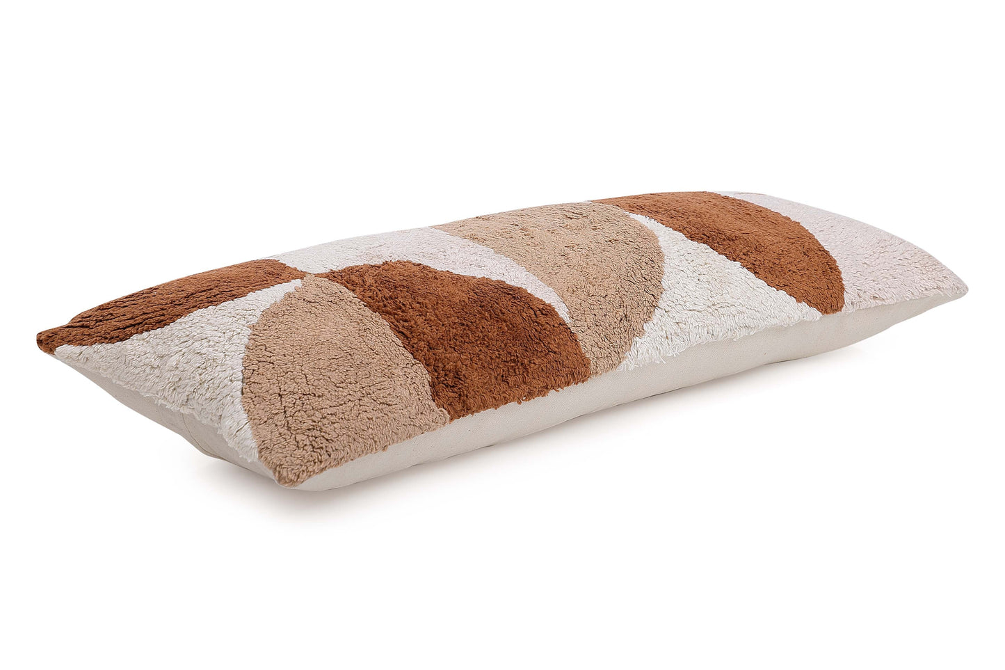 Rangoli Tufted Lumbar Pillow, Brown & Neutral- 12x30 Inch Cushion Casa Amarosa