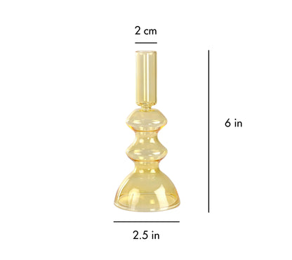 Retro Glass Candle Stick Holder Set of 4 | Pink Candle Holders Casa Amarosa