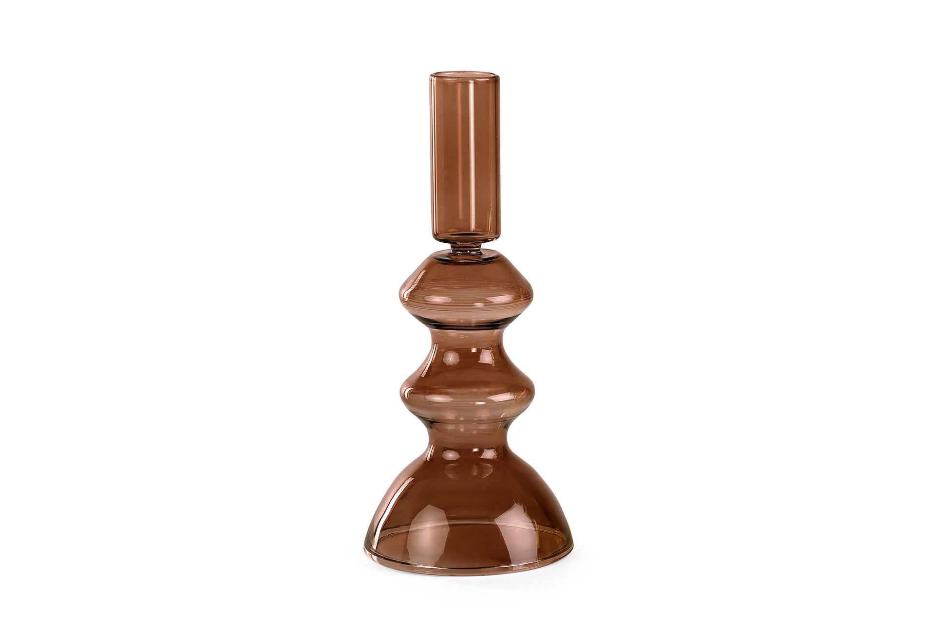 Retro Glass Candlestick Holder | Set of 2 | Brown Casa Amarosa