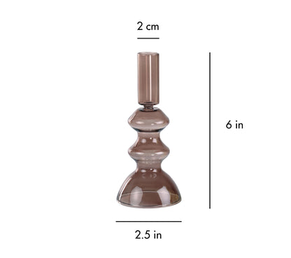 Retro Glass Candlestick Holder | Set of 2 | Brown Casa Amarosa