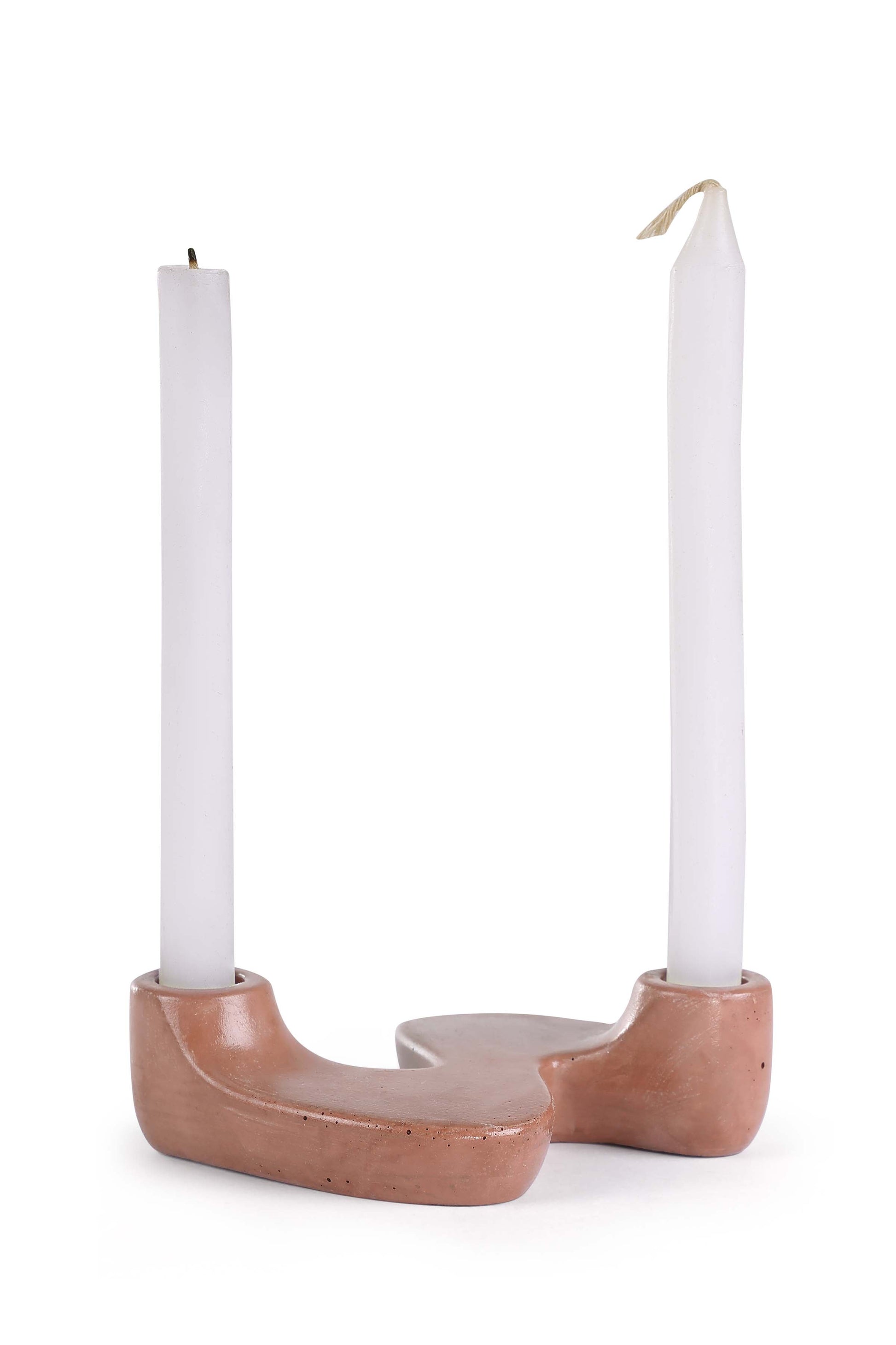 "S" Style Nordic Concrete Candle Holder | Set of 2 | Brown Kitchen essential Casa Amarosa