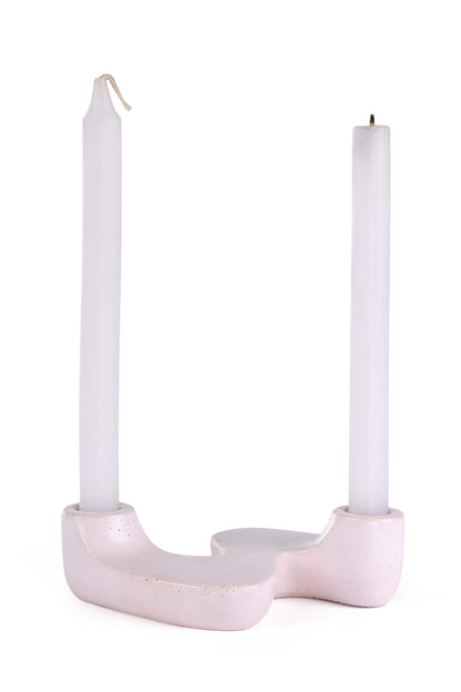“S” Style Nordic Concrete Candle Holder | Set of 2 | Pink Kitchen essential Casa Amarosa