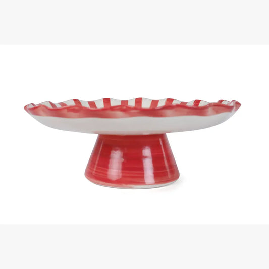 Ceramic Stripe Cake Stand | Red Cake stand Casa Amarosa