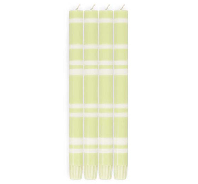 Striped Dinner Candles in Eau De Nil and Pearl
