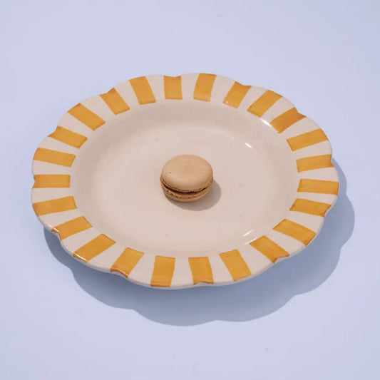 Ceramic Stripe Dinner Plate | Yellow Plate Casa Amarosa