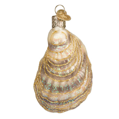 Oyster With Pearl Ornament, handcrafted artisan decor, shimmering gold detailing and handmade charm.